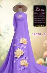 Vải áo dài hoa in sen 3D
