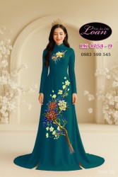 Vải áo dài vẽ hoa mẫu đơn