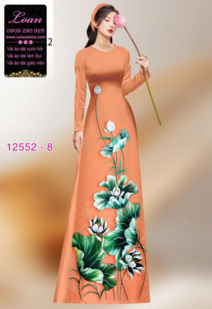 Vải áo dài hoa sen in 3D