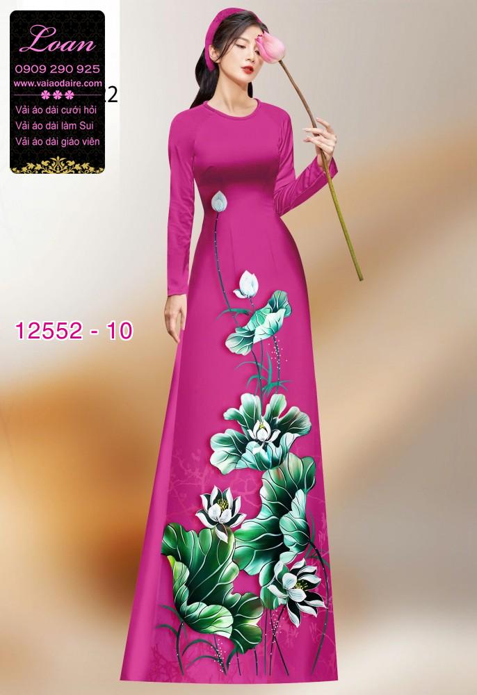 Vải áo dài hoa sen in 3D