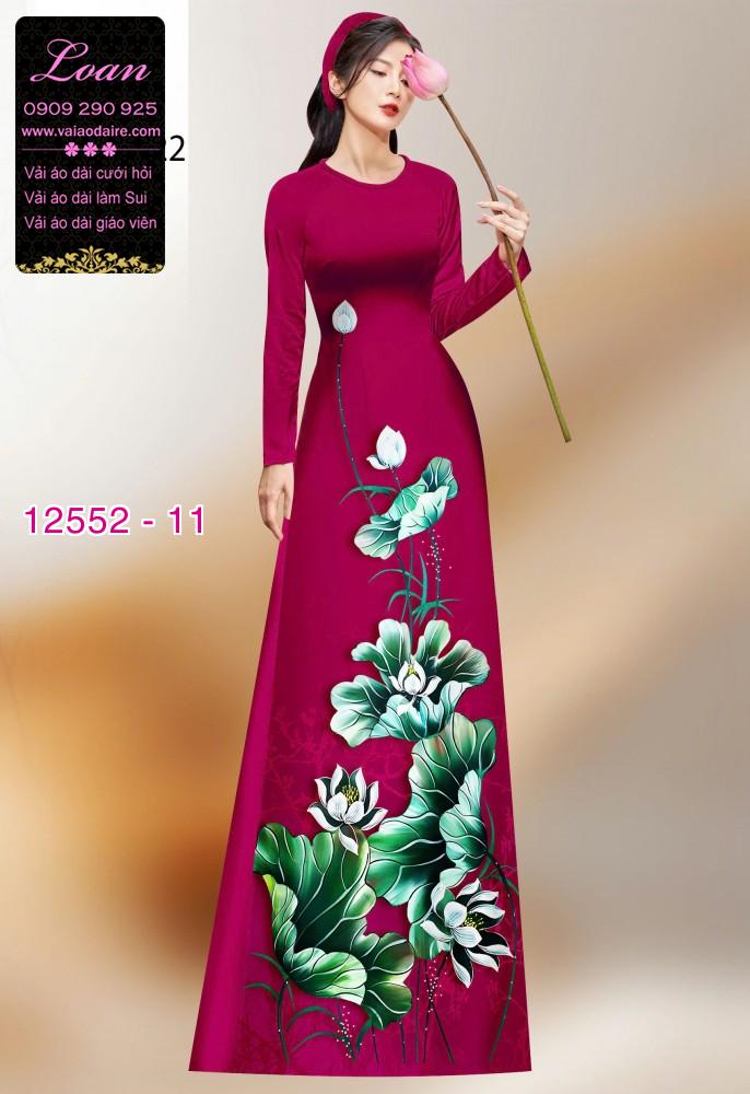 Vải áo dài hoa sen in 3D