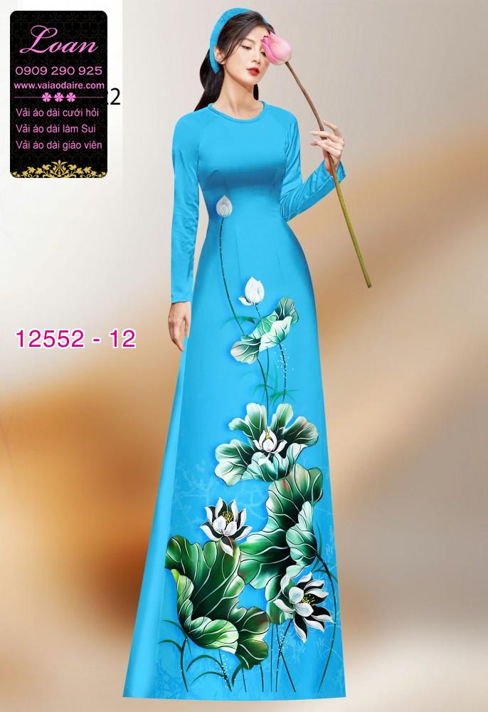Vải áo dài hoa sen in 3D