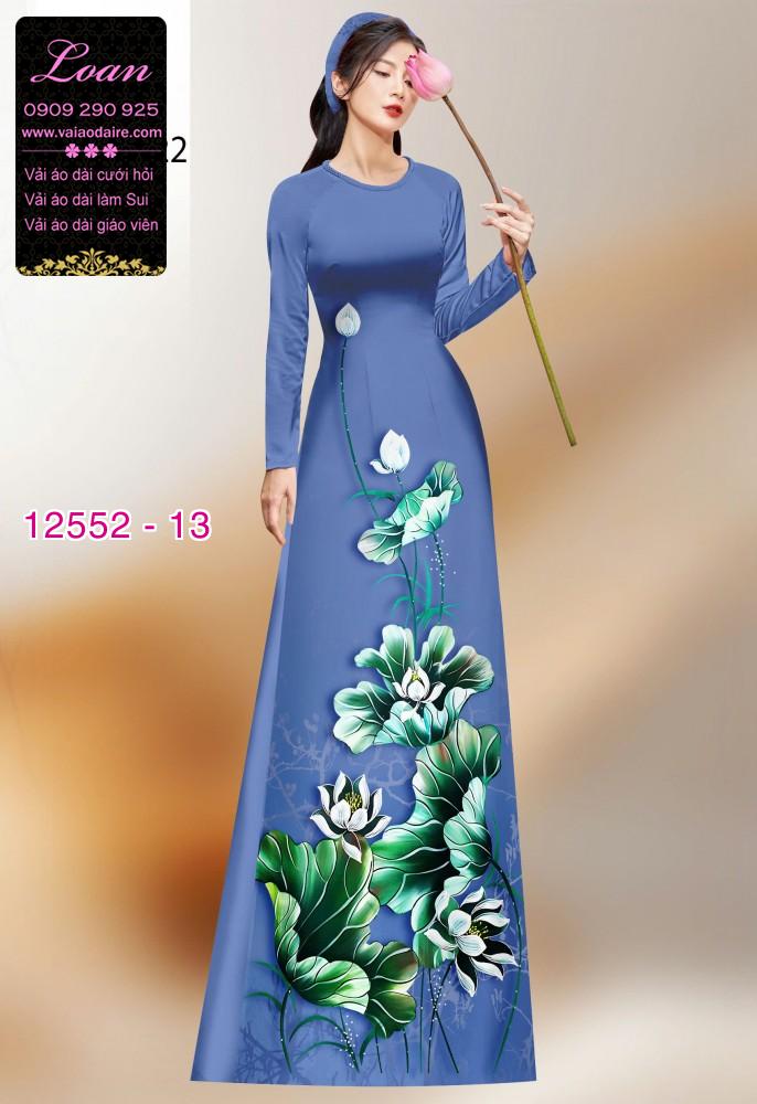 Vải áo dài hoa sen in 3D