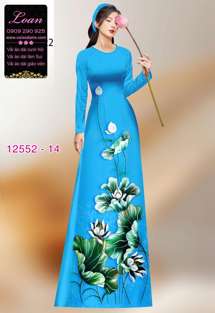Vải áo dài hoa sen in 3D