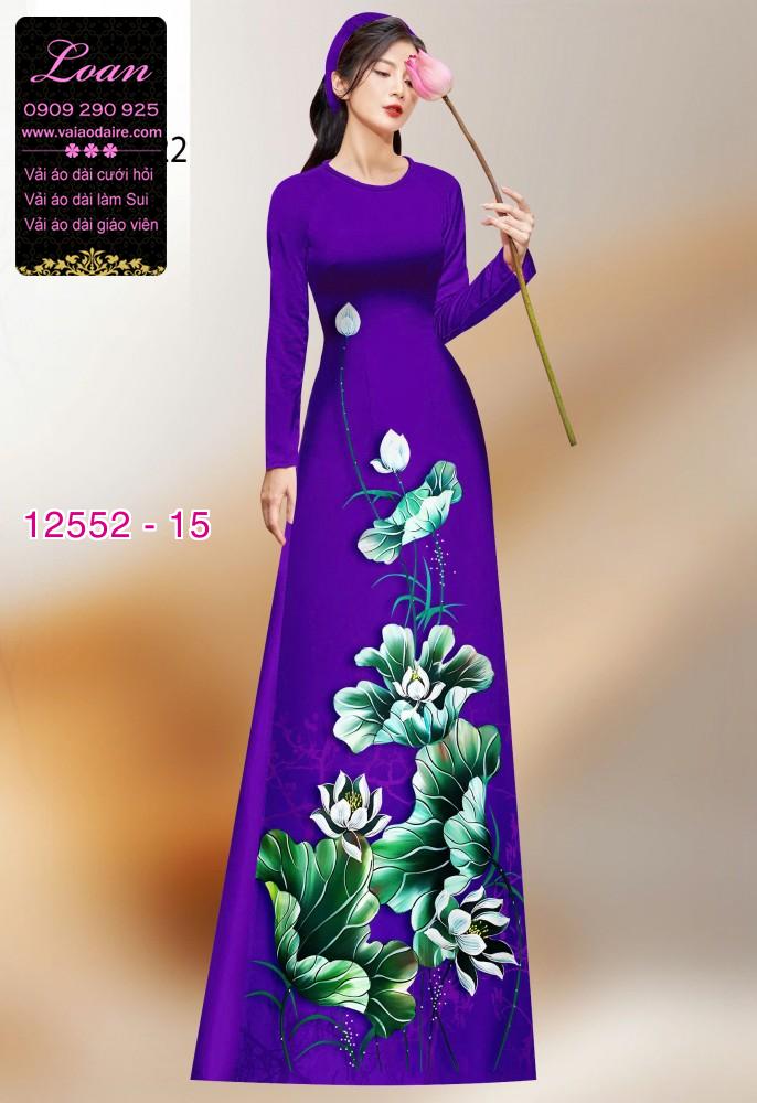 Vải áo dài hoa sen in 3D