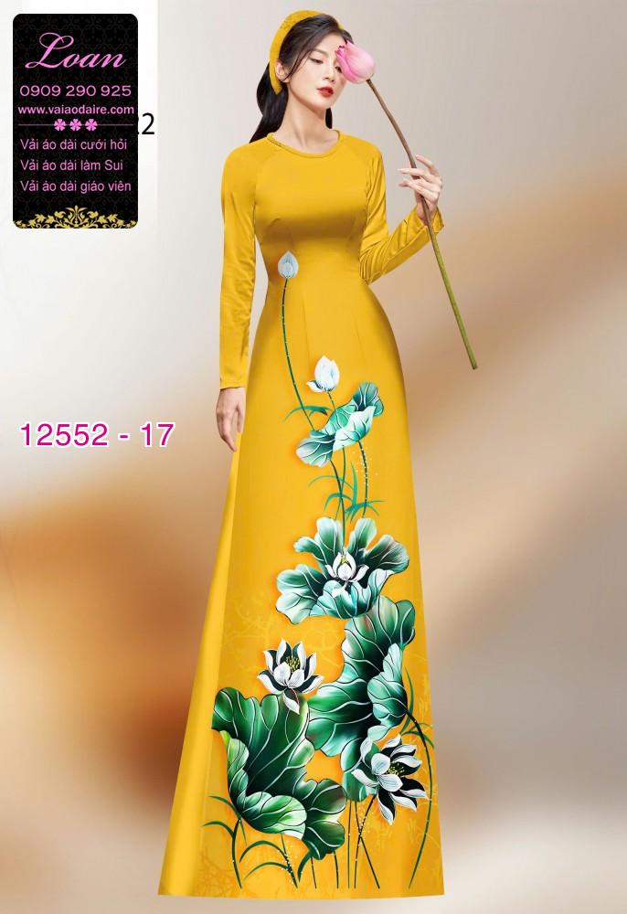 Vải áo dài hoa sen in 3D