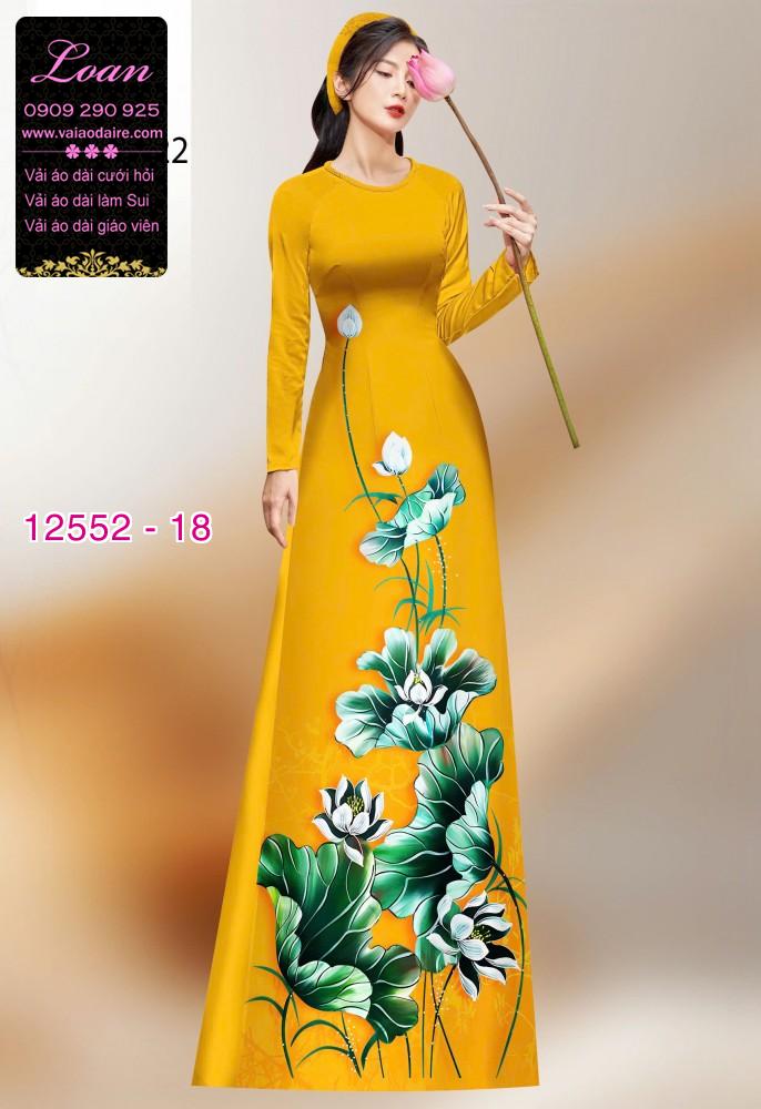 Vải áo dài hoa sen in 3D