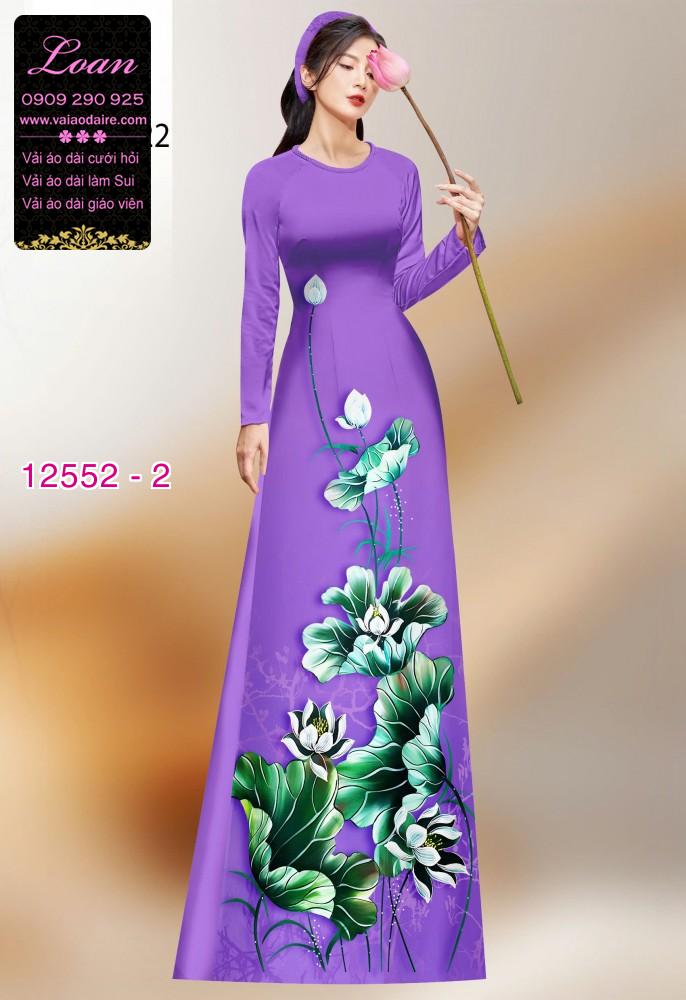 Vải áo dài hoa sen in 3D