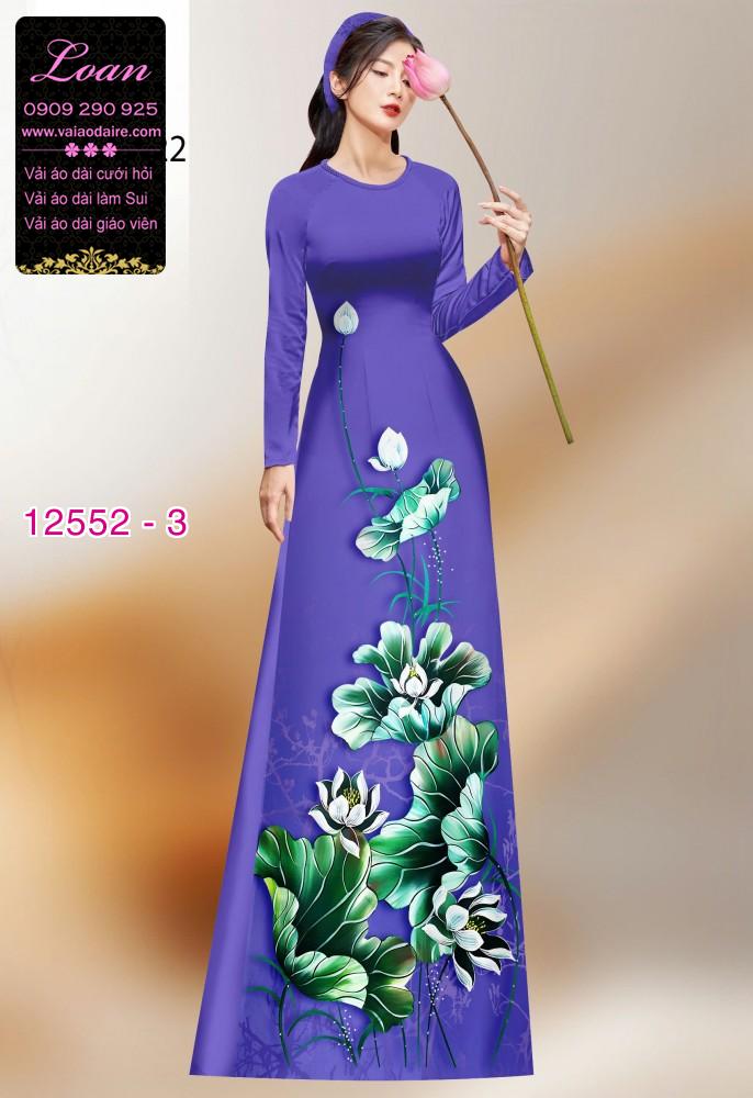 Vải áo dài hoa sen in 3D