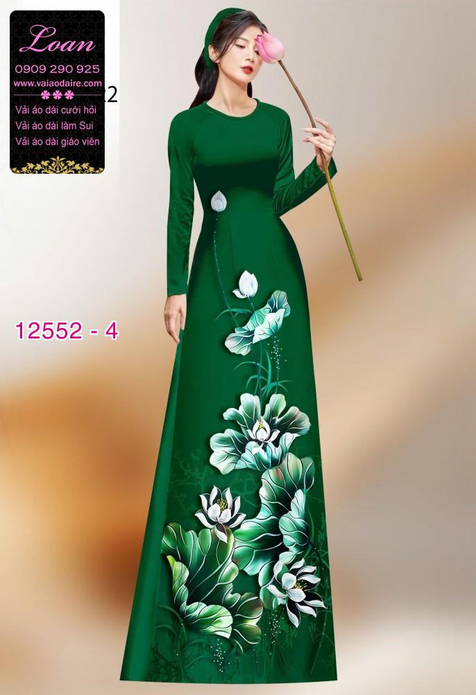Vải áo dài hoa sen in 3D