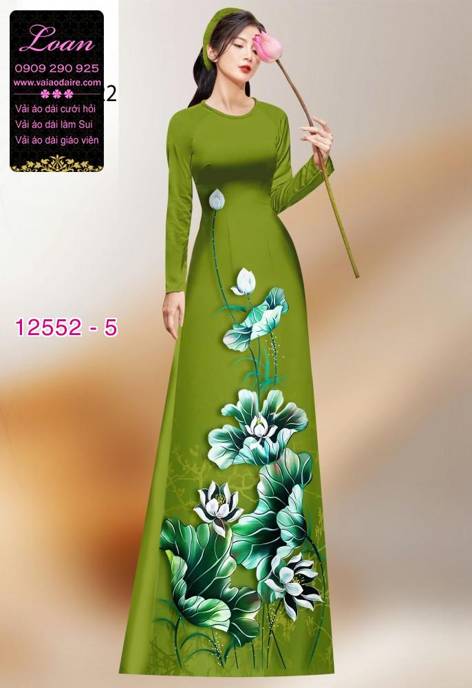 Vải áo dài hoa sen in 3D