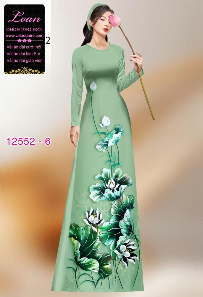 Vải áo dài hoa sen in 3D