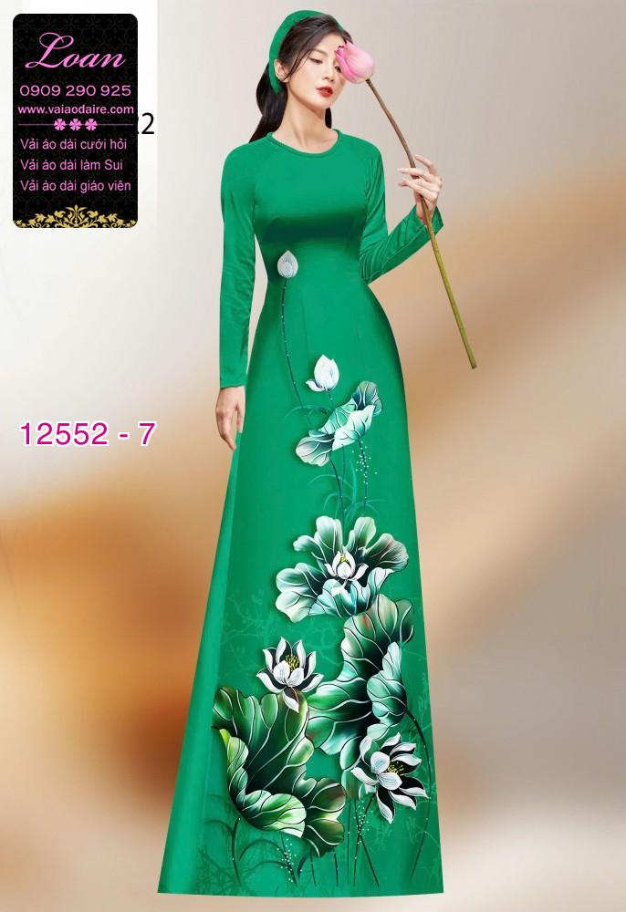 Vải áo dài hoa sen in 3D