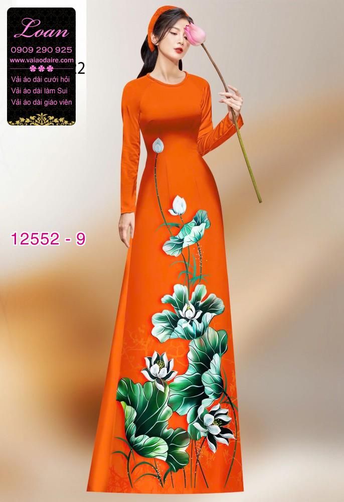 Vải áo dài hoa sen in 3D
