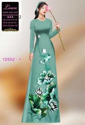 Vải áo dài hoa sen in 3D-DT 12552