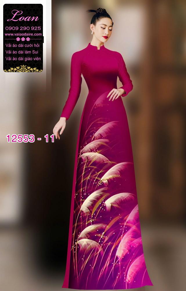 Vải áo dài hoa cỏ lau in 3D