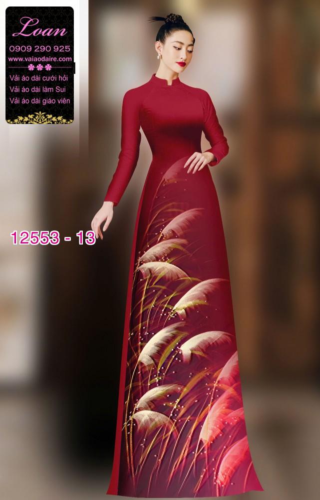 Vải áo dài hoa cỏ lau in 3D