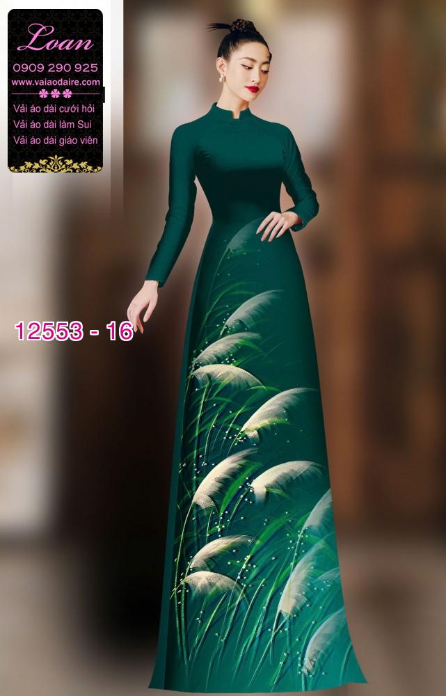 Vải áo dài hoa cỏ lau in 3D