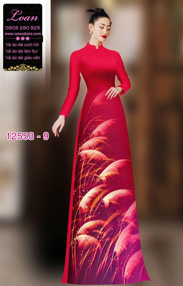 Vải áo dài hoa cỏ lau in 3D
