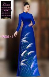 Vải áo dài hoa cỏ lau in 3D