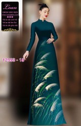 Vải áo dài hoa cỏ lau in 3D