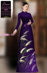 Vải áo dài hoa cỏ lau in 3D