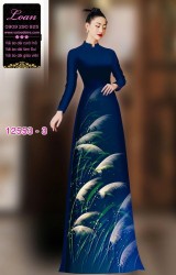 Vải áo dài hoa cỏ lau in 3D