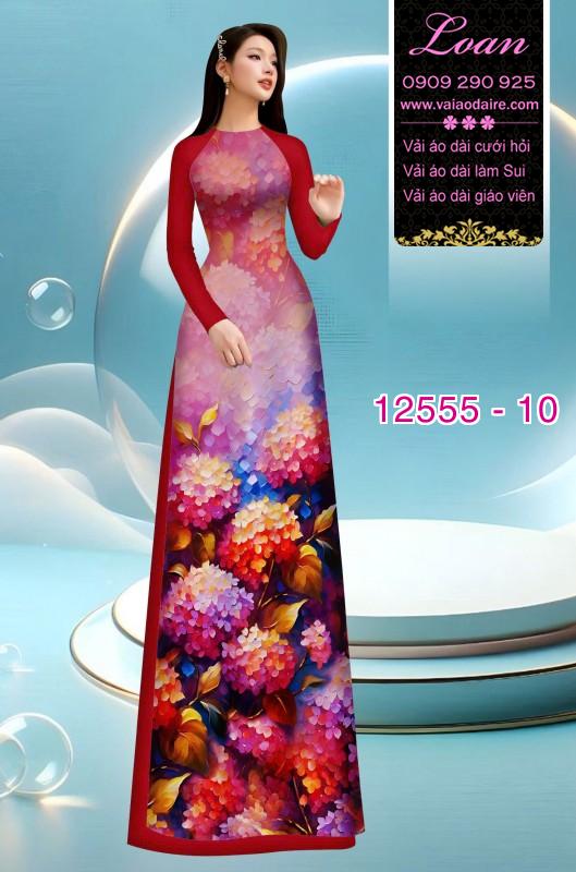 Vải áo dài hoa cẩm tú cầu