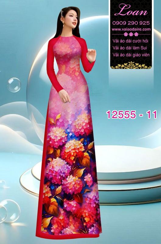 Vải áo dài hoa cẩm tú cầu