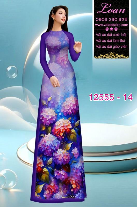 Vải áo dài hoa cẩm tú cầu