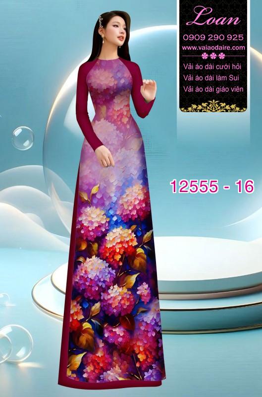 Vải áo dài hoa cẩm tú cầu
