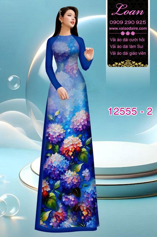 Vải áo dài hoa cẩm tú cầu