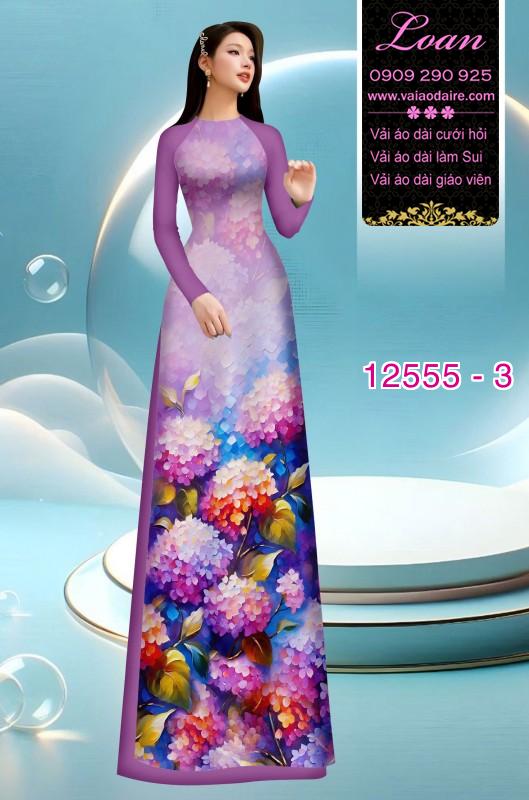 Vải áo dài hoa cẩm tú cầu