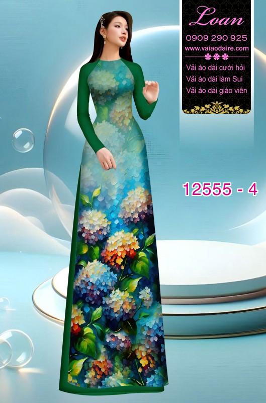 Vải áo dài hoa cẩm tú cầu