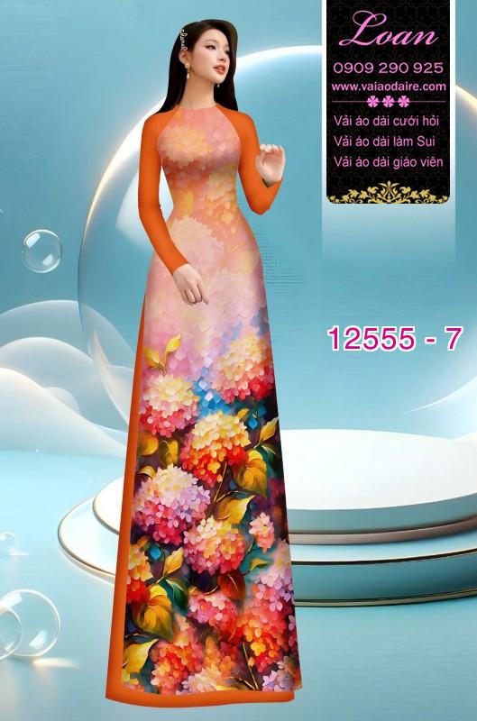 Vải áo dài hoa cẩm tú cầu