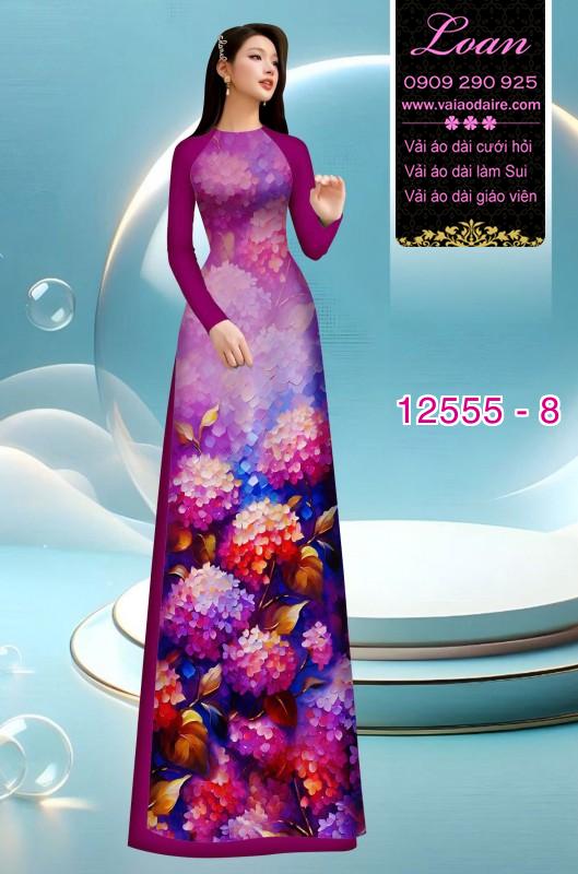 Vải áo dài hoa cẩm tú cầu
