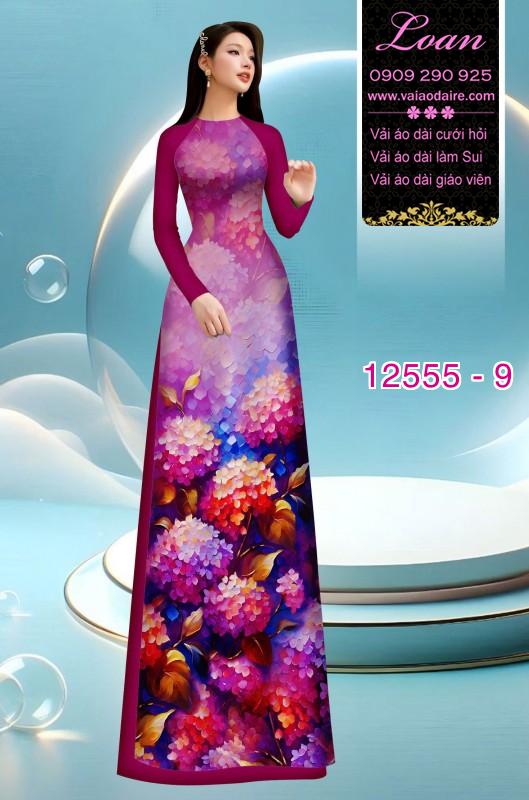 Vải áo dài hoa cẩm tú cầu