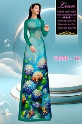 Vải áo dài hoa cẩm tú cầu