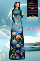 Vải áo dài hoa cẩm tú cầu