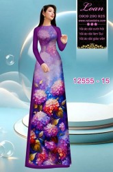 Vải áo dài hoa cẩm tú cầu