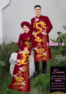 Áo Dài Đôi Nam Nữ  – Họa Tiết Rồng Phượng-DT 12556