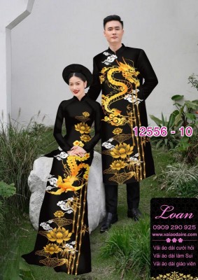 Áo Dài Đôi Nam Nữ  – Họa Tiết Rồng Phượng-DT 12556