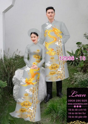 Áo Dài Đôi Nam Nữ  – Họa Tiết Rồng Phượng-DT 12556