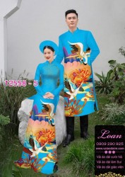 Vải áo dài cặp đôi - họa tiết trời mây