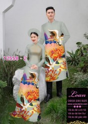 Vải áo dài cặp đôi - họa tiết trời mây
