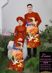 Vải áo dài cặp đôi - họa tiết trời mây