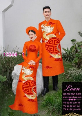 Vải áo dài cặp đôi - họa tiết chữ hỷ-DT 12559