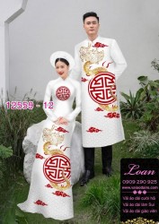 Vải áo dài cặp đôi - họa tiết chữ hỷ