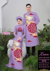 Vải áo dài cặp đôi - họa tiết chữ hỷ