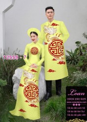 Vải áo dài cặp đôi - họa tiết chữ hỷ